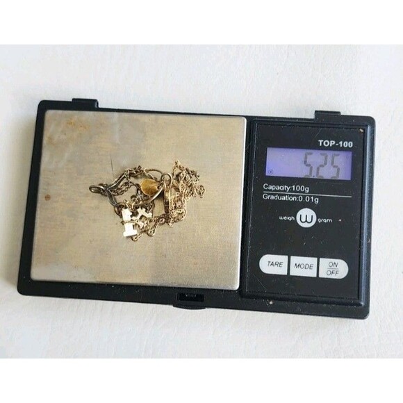 Vintage Sterling Silver Vermeil Charm Holder Necklace Heart Butterfly Number 1 - Picture 10 of 10